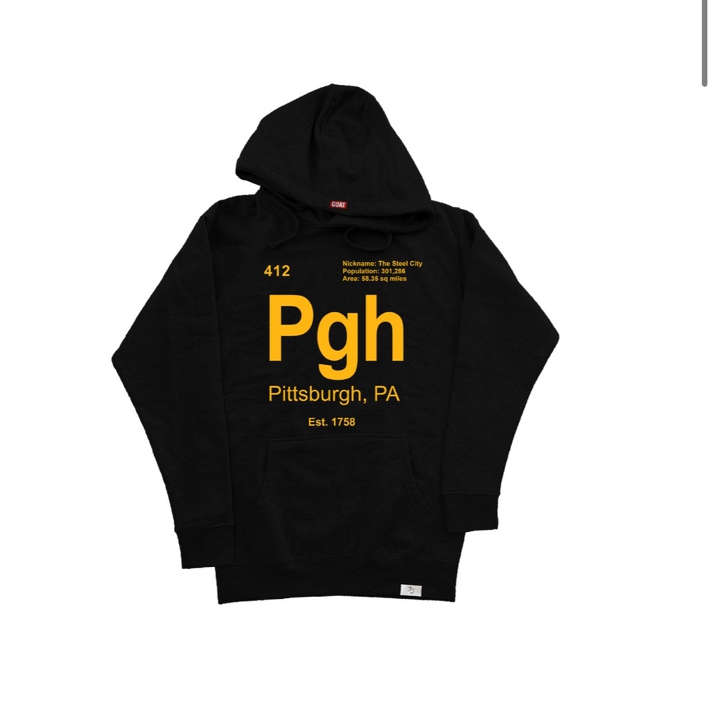 black and gold pittsburgh element hoodie goat brand